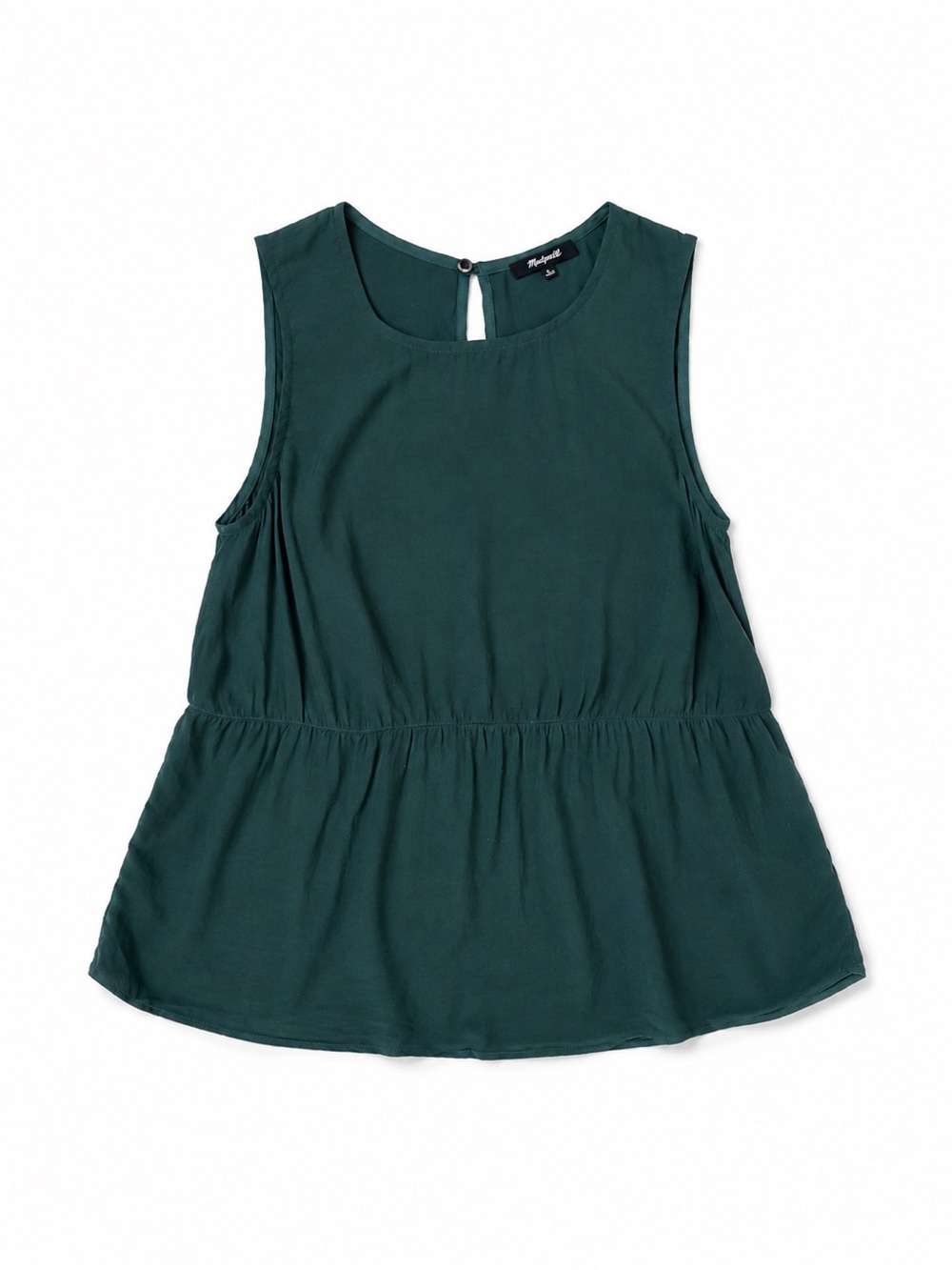 Madewell Women’s Small Dark Green Sleeveless Peplum Blouse Top - Picture 2 of 6